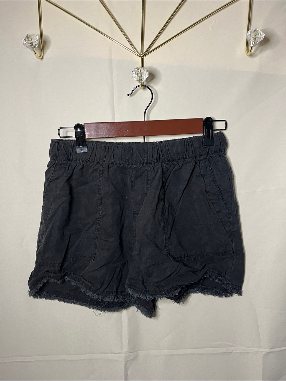 Banana Republic Black High-Waist Frayed Hem Shorts